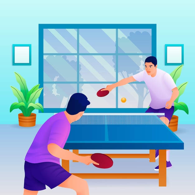 Gradiente gente haciendo deportes ilustración