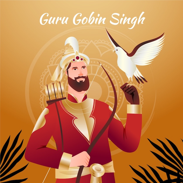 Vector gratuito gradiente gurú gobind singh jayanti ilustración