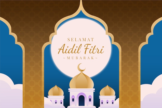 Gradiente de Hari Raya Aidilfitri en el fondo