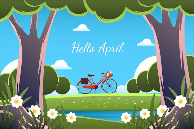 Gradiente hola abril banner horizontal o fondo