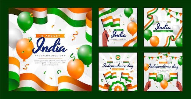Gradiente de la india día de la independencia colección de publicaciones de instagram