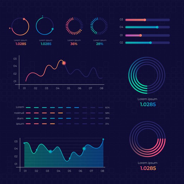 Gradiente de infografía de elementos