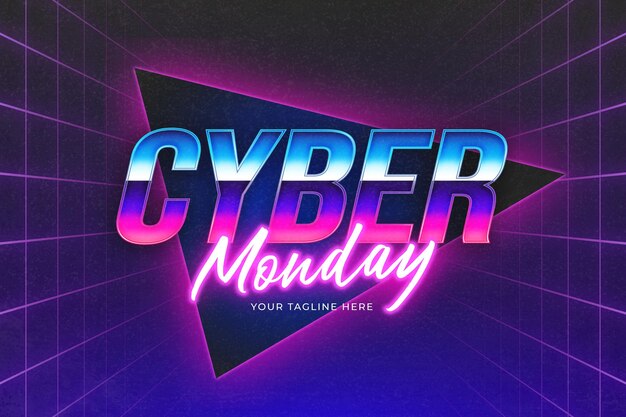 Gradiente de letras de neón de cyber monday