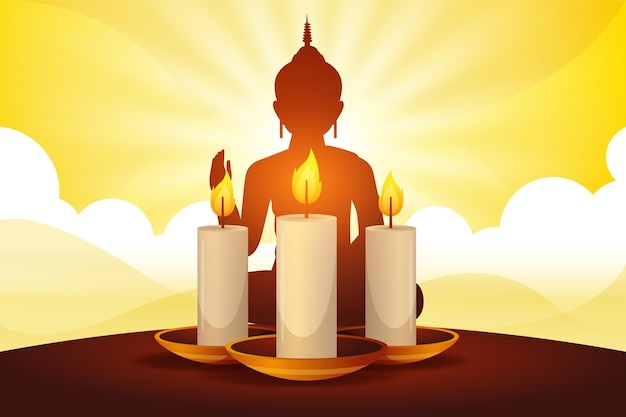 Vector gratuito gradiente makha bucha day