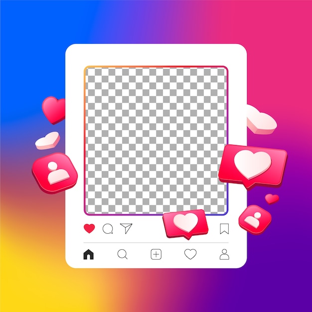 Vector gratuito gradiente en el marco de la publicación de instagram