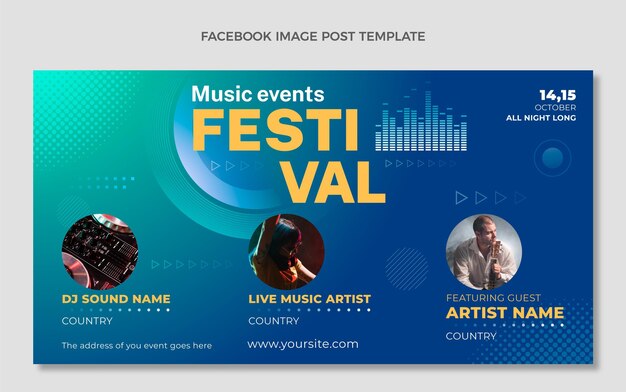 Gradiente de la mitad de tono del festival de música en Facebook