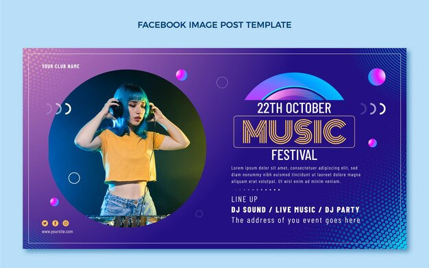 Gradiente de la mitad de tono del festival de música en Facebook