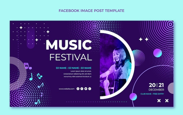 Gradiente de la mitad de tono del festival de música en Facebook