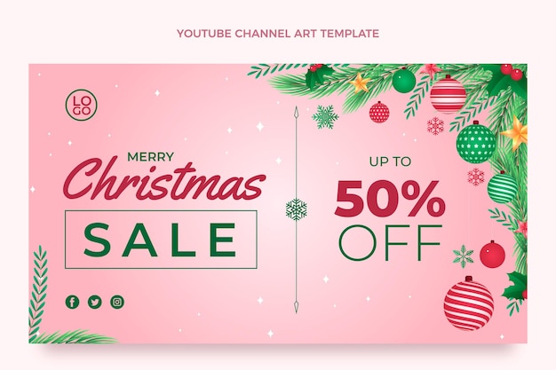 Vector gratuito gradiente navidad canal de youtube arte