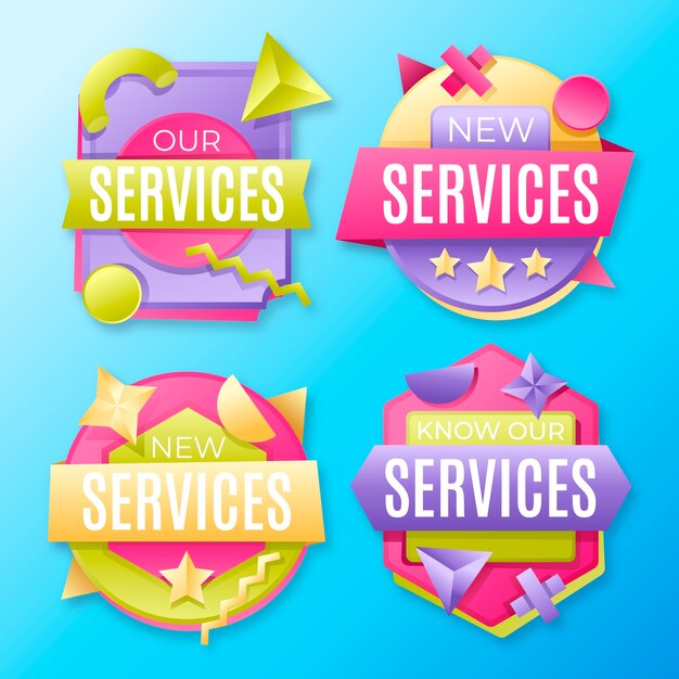 Gradiente de nuestra colección de etiquetas de servicios.