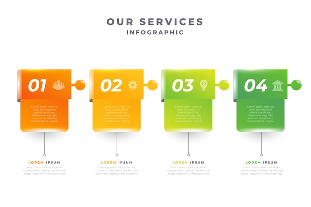 Gradiente de nuestro diseño infográfico de servicios.