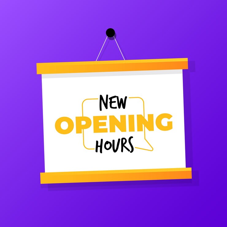 Vector gratuito gradiente nuevo cartel de horario de apertura