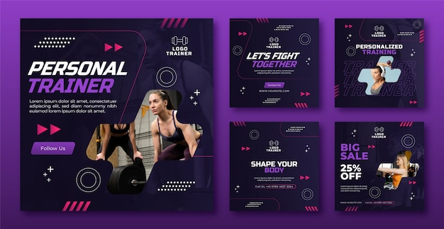 Gradiente de publicaciones de instagram de entrenador personal