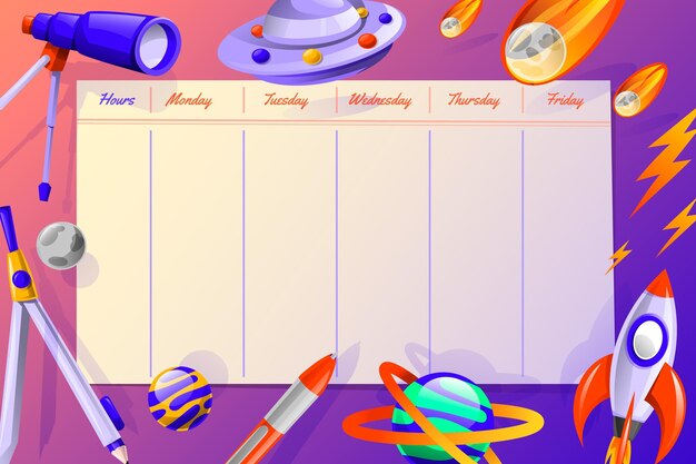Gradiente de regreso a la plantilla de horario escolar