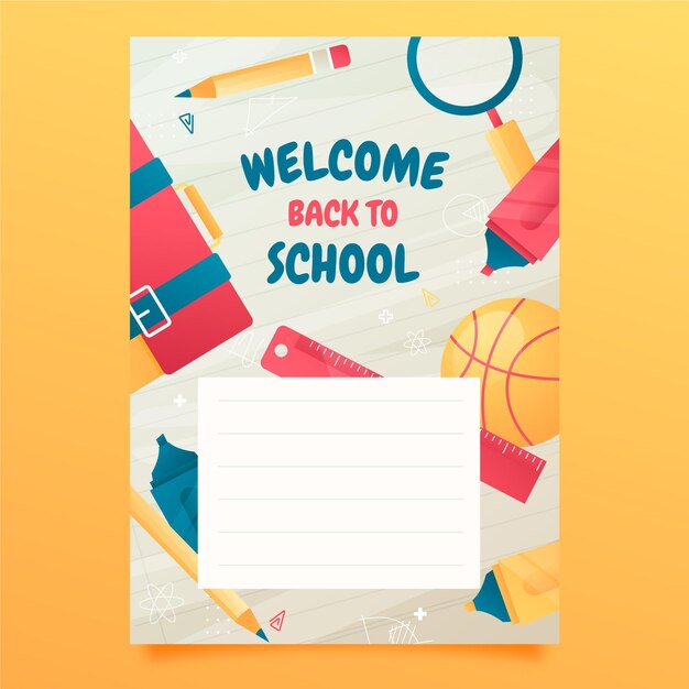 Gradiente de regreso a la plantilla de tarjeta de escuela