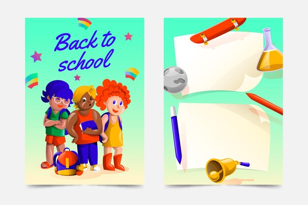 Gradiente de regreso a la plantilla de tarjeta de escuela