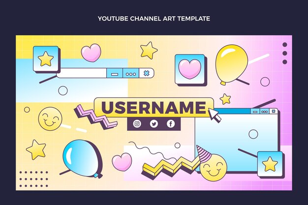 Gradiente retro vaporwave cumpleaños canal de youtube arte