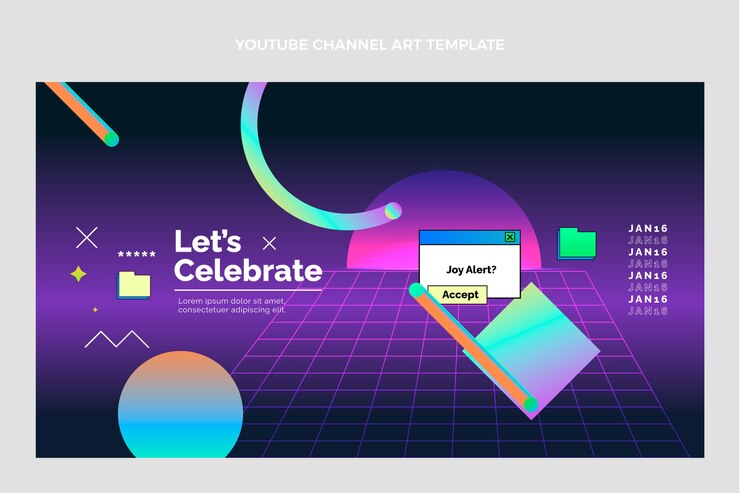Vector gratuito gradiente retro vaporwave cumpleaños canal de youtube arte