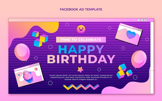 Gradiente retro vaporwave cumpleaños facebook