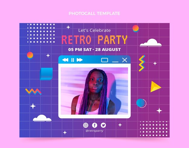 Gradiente retro vaporwave cumpleaños photocall