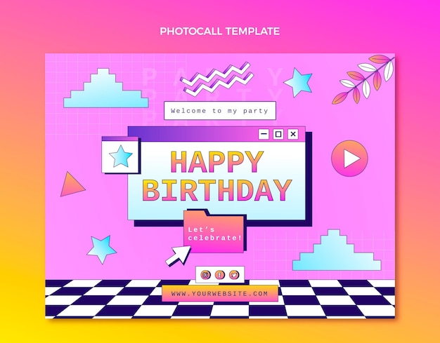 Gradiente retro vaporwave cumpleaños photocall