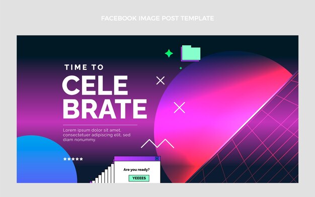 Gradiente retro vaporwave cumpleaños publicación de facebook