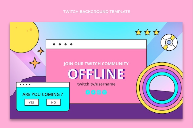 Gradiente retro vaporwave twitch de cumpleaños de fondo