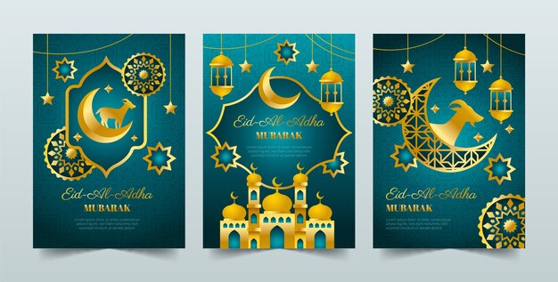 Gradiente de tarjetas eid al-adha mubarak