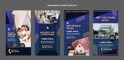 Vector gratuito gradiente de textura inmobiliaria historias de instagram