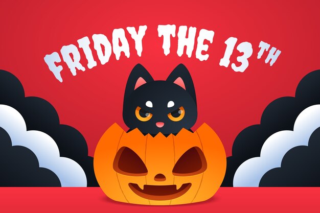 Gradiente de viernes 13 de fondo con gato negro