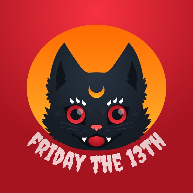 Gradiente viernes 13 ilustración con gato negro