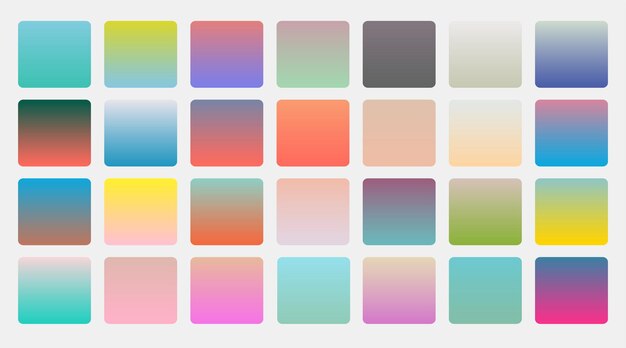 Gradientes de colores en diferentes temas de colores y tonos gran conjunto