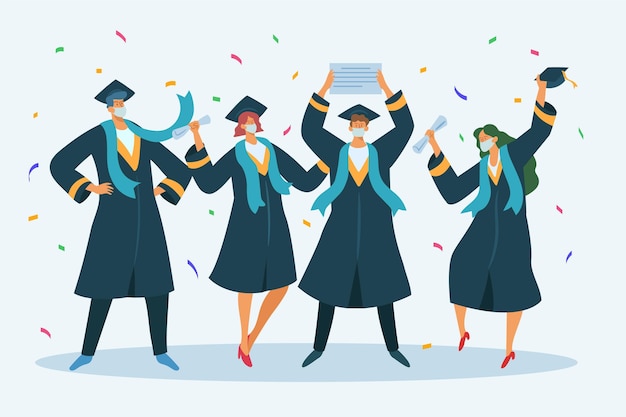 Vector gratuito graduados con diseño de máscara