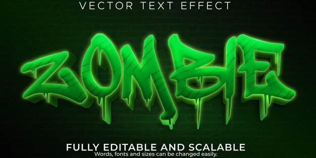 Graffiti de efecto de texto editable, estilo de fuente 3d zombie y spray