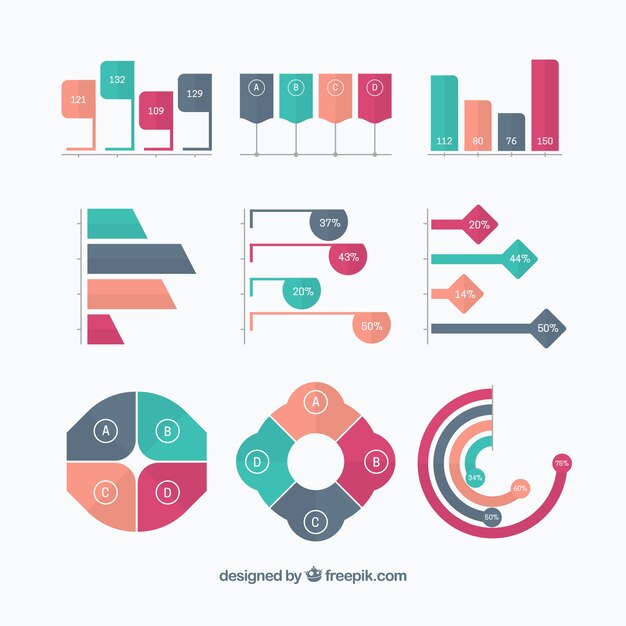Gráficas para infografías en diseño plano