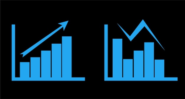 Vector gratuito un gráfico azul y blanco que muestra un gráfico y el gráfico que se muestra sobre un fondo negro.