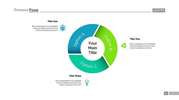 Gráfico circular con la plantilla de tres opciones