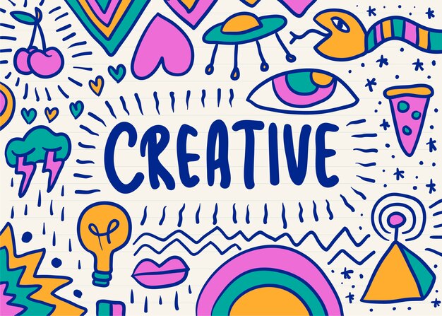 Gráfico creativo y colorido del garabato