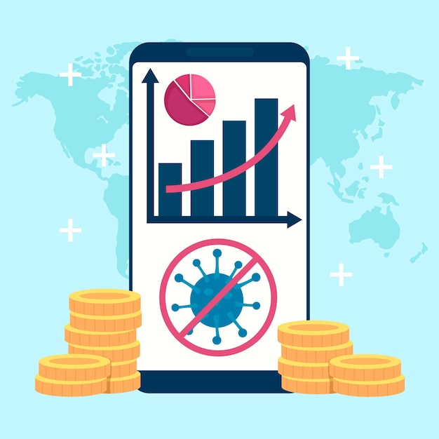 Gráfico creciente de recuperación financiera de coronavirus