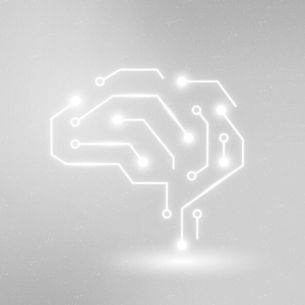 Gráfico digital blanco del vector del icono de la educación de la tecnología de AI