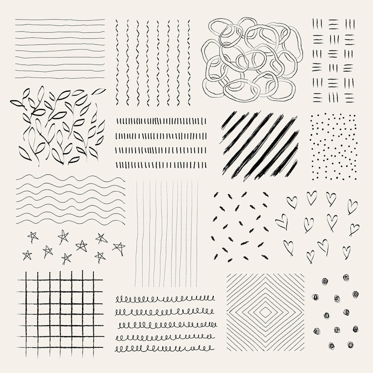 Vector gratuito gráfico de elemento de doodle, conjunto de vectores de diseño de arte de línea de tinta