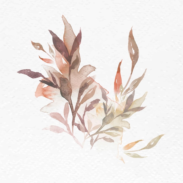 Vector gratuito gráfico estacional del otoño del vector floral marrón de la hoja de la acuarela