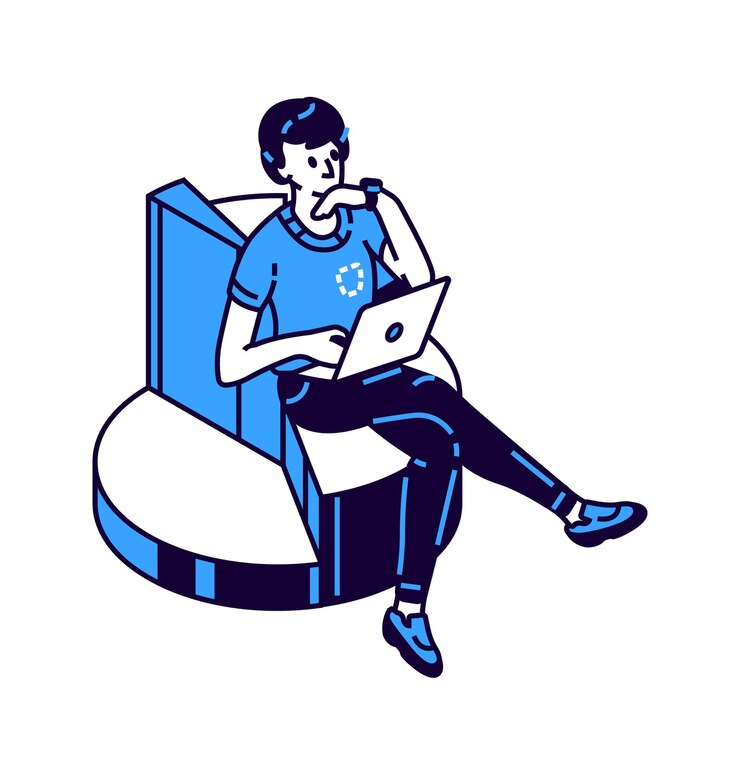 Vector gratuito gráfico, ilustración de icono de vector isométrico de gráfico circular, analista masculino haciendo análisis financiero