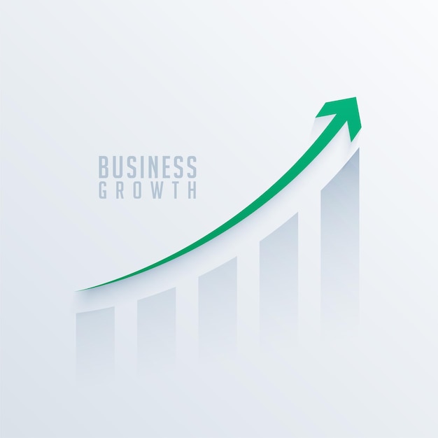 Gráfico de mercado de participación empresarial con flecha de crecimiento verde