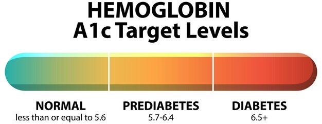 Gráfico de los niveles objetivos de hemoglobina A1c