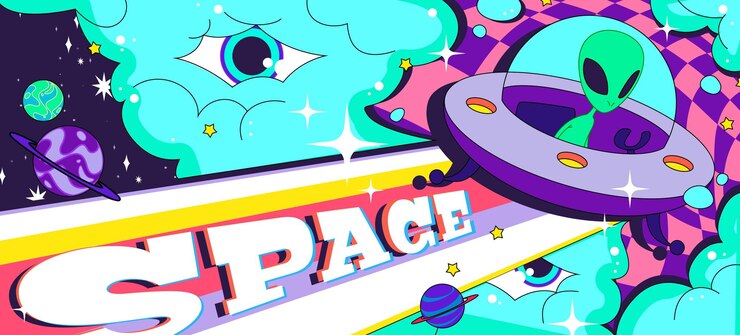 Vector gratuito gráfico de póster espacial muy divertido