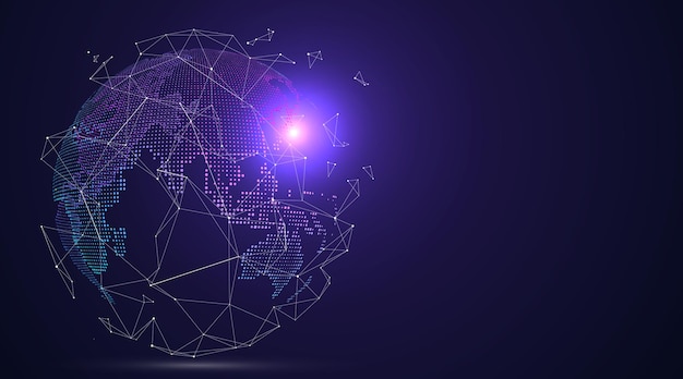 Gráfico de tierra 3D que simboliza la ilustración del comercio mundial.