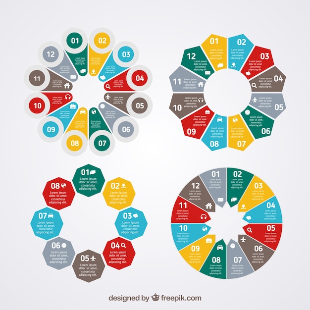 Vector gratuito gráficos circulares de colores