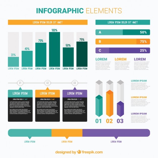 Gráficos de colores y elementos infográficos