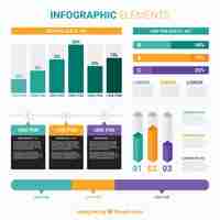 Vector gratuito gráficos de colores y elementos infográficos